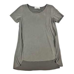 Impressions Grey Open Back High Low Tunic Top Short Sleeve Small USA‎ Minimalist